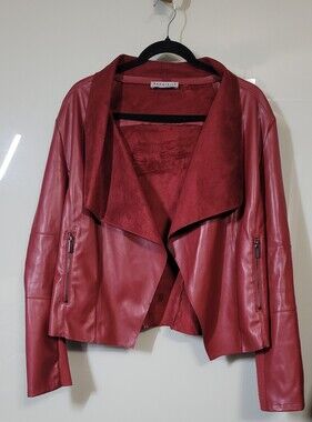 bagatelle Burgundy Red Draped Leather Jacket